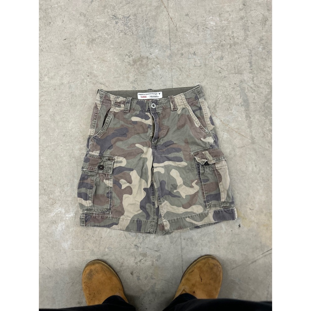 American Eagle Outfitters Classic Mens Camo Cargo Shorts Green Brown Size 31